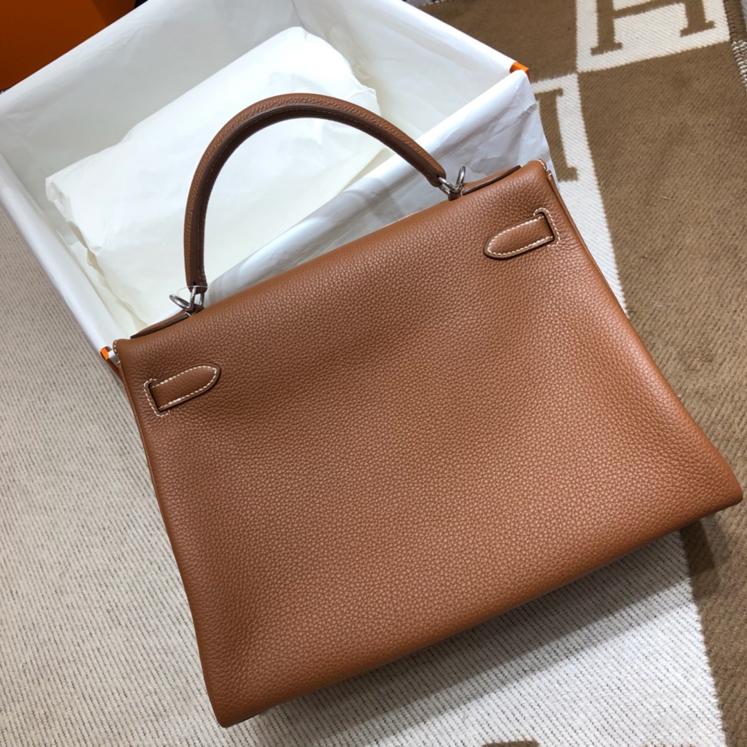 Hermes Kelly 32cm Handbag Shoulder Bag in Brown Togo Leather